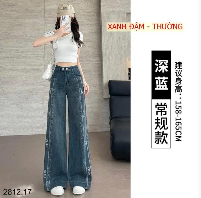 25HA2812.17 - QUẦN JEAN ỐNG RỘNG ĐÍNH ĐÁ