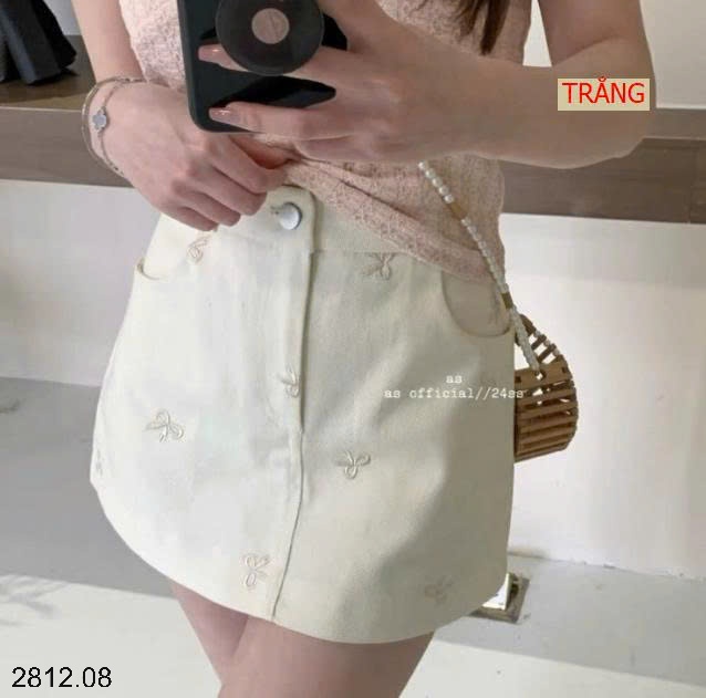 25HA2812.08 - CHÂN VÁY CHỮ A THÊU NƠ CHO NỮ