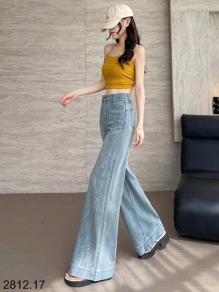 25HA2812.17 - QUẦN JEAN ỐNG RỘNG ĐÍNH ĐÁ