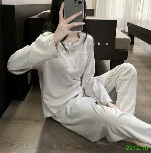 25HA2912.10 - BỘ MẶC NHÀ KÈM BRA TRƠN MÀU
