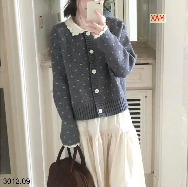 25HA3012.09 - ÁO LEN CỔ REN NỮ