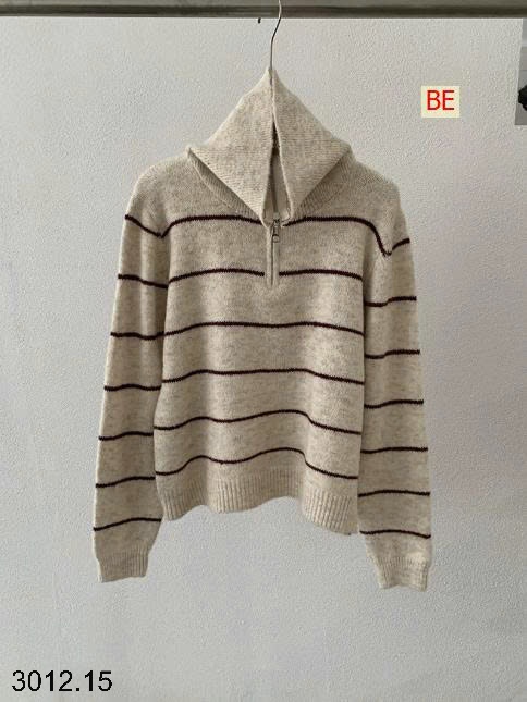 25HA3012.15 - ÁO LEN KẺ CỔ CAO NỮ