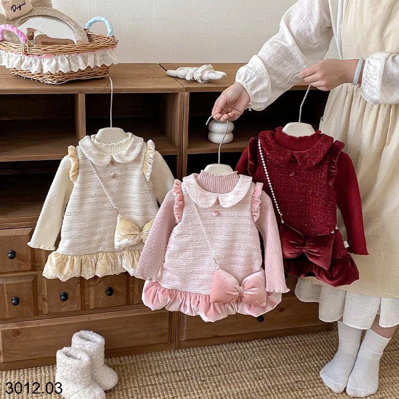 25HA3012.03 - VÁY DẠ BÉ GÁI LÓT LÔNG