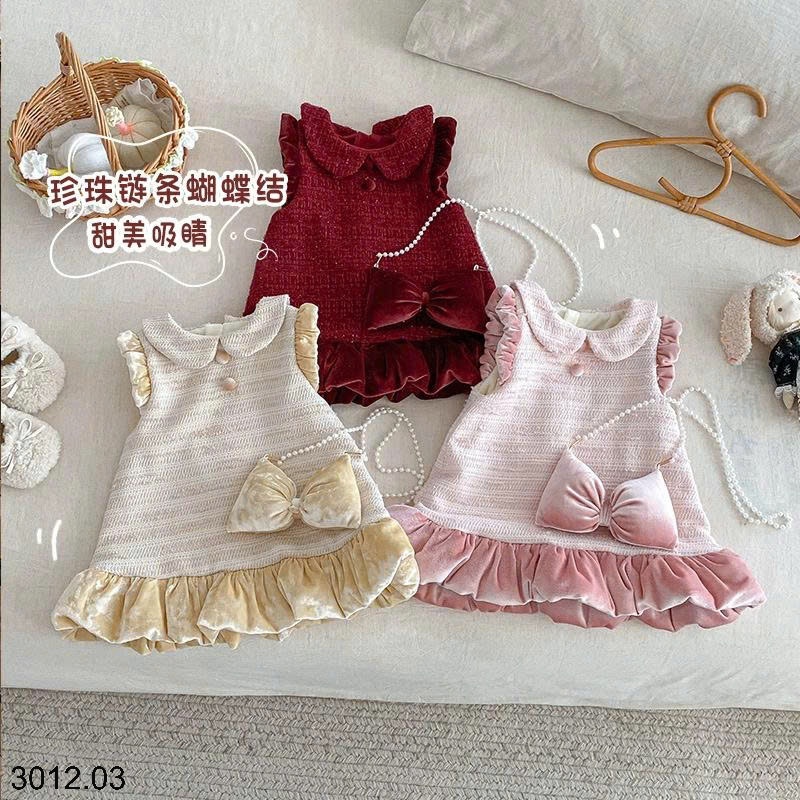 25HA3012.03 - VÁY DẠ BÉ GÁI LÓT LÔNG
