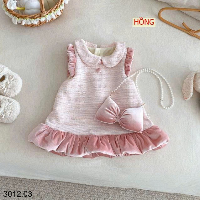 25HA3012.03 - VÁY DẠ BÉ GÁI LÓT LÔNG