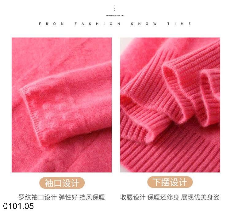 26HA0101.05 - ÁO LEN CỔ TIM TRƠN MÀU