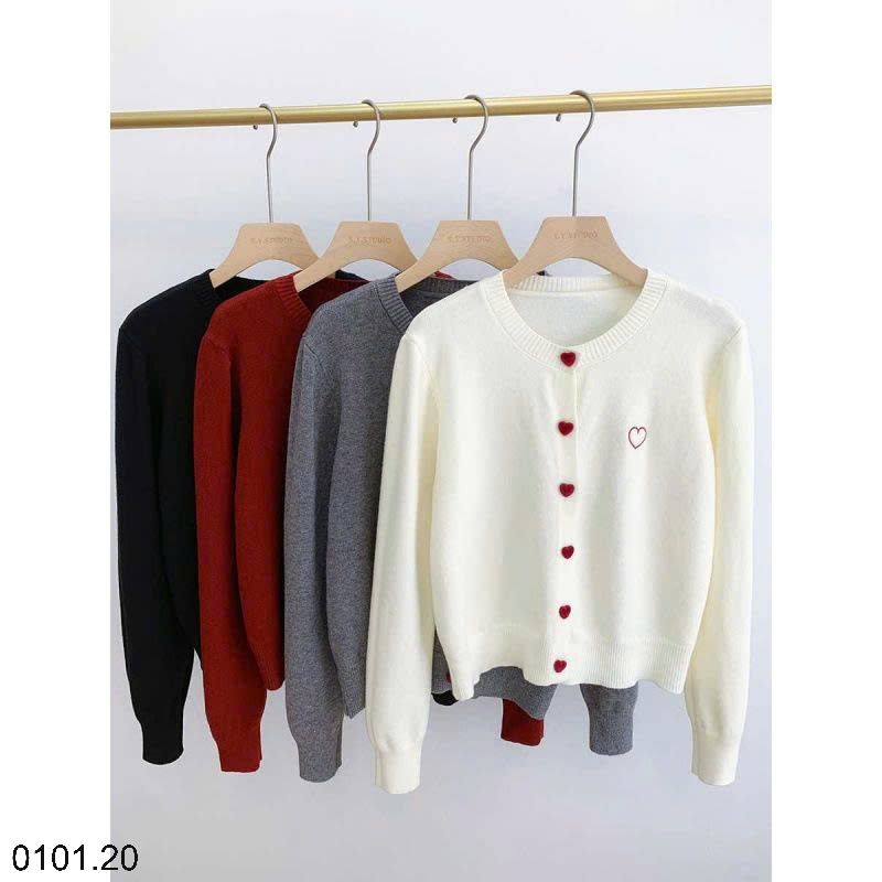 26HA0101.20 - ÁO CARDIGAN THÊU NƠ CÚC TIM CHO NỮ