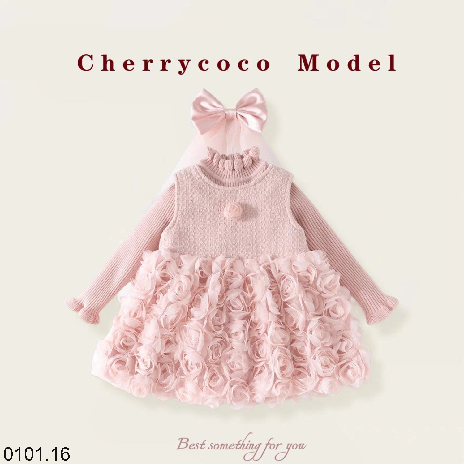 26HA0101.16 - SET VÁY ÁO 3 CHI TIẾT CHERRY COCO