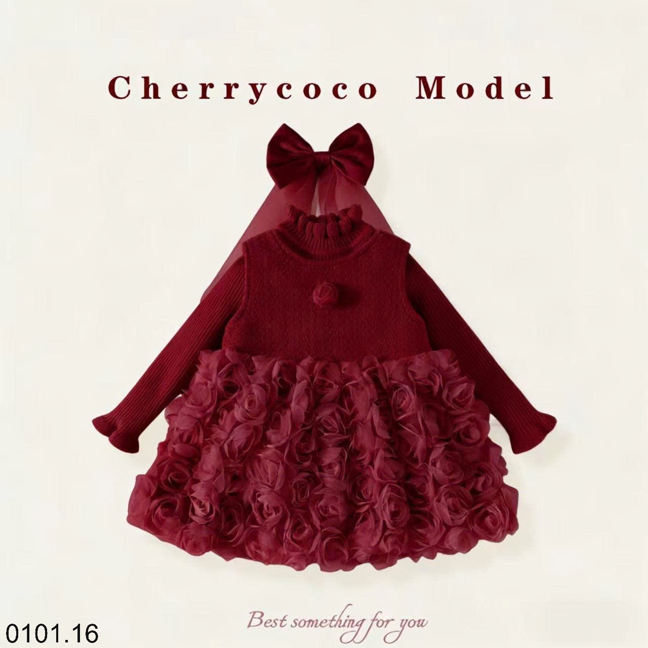 26HA0101.16 - SET VÁY ÁO 3 CHI TIẾT CHERRY COCO