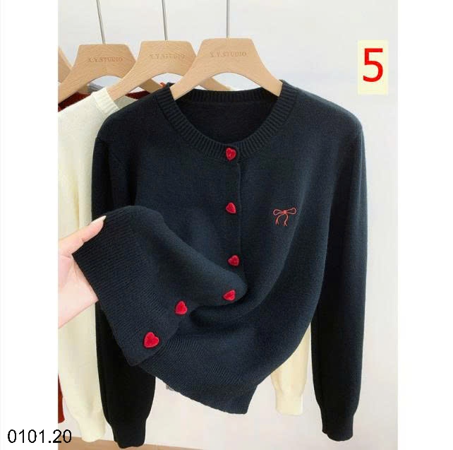 26HA0101.20 - ÁO CARDIGAN THÊU NƠ CÚC TIM CHO NỮ