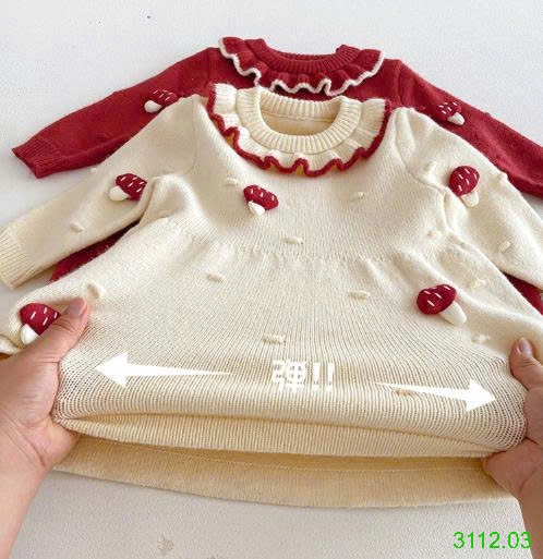 25HA3112.03 - VÁY LEN BÉ GÁI HOẠ TIẾT NẤM