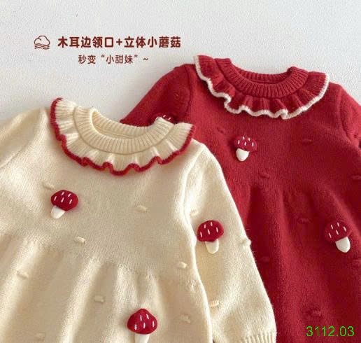 25HA3112.03 - VÁY LEN BÉ GÁI HOẠ TIẾT NẤM