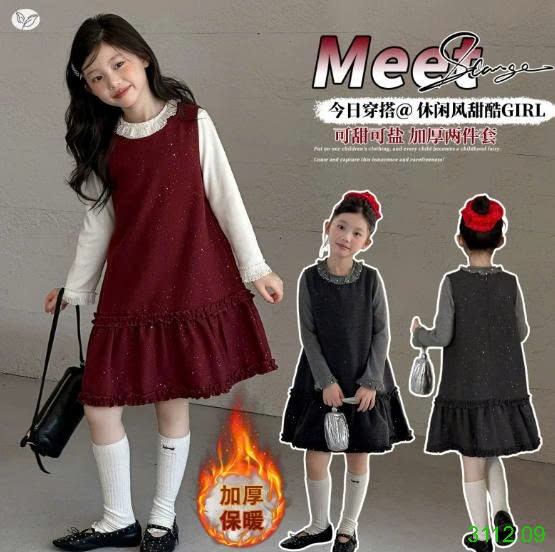 25HA3112.09 - SET VÁY TIỂU THƯ BLING BÉ GÁI SIZE ĐẠI