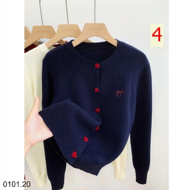 26HA0101.20 - ÁO CARDIGAN THÊU NƠ CÚC TIM CHO NỮ