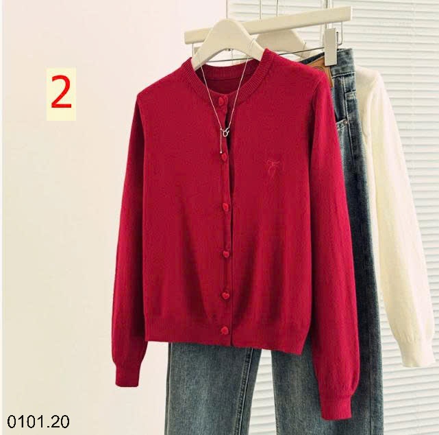 26HA0101.20 - ÁO CARDIGAN THÊU NƠ CÚC TIM CHO NỮ