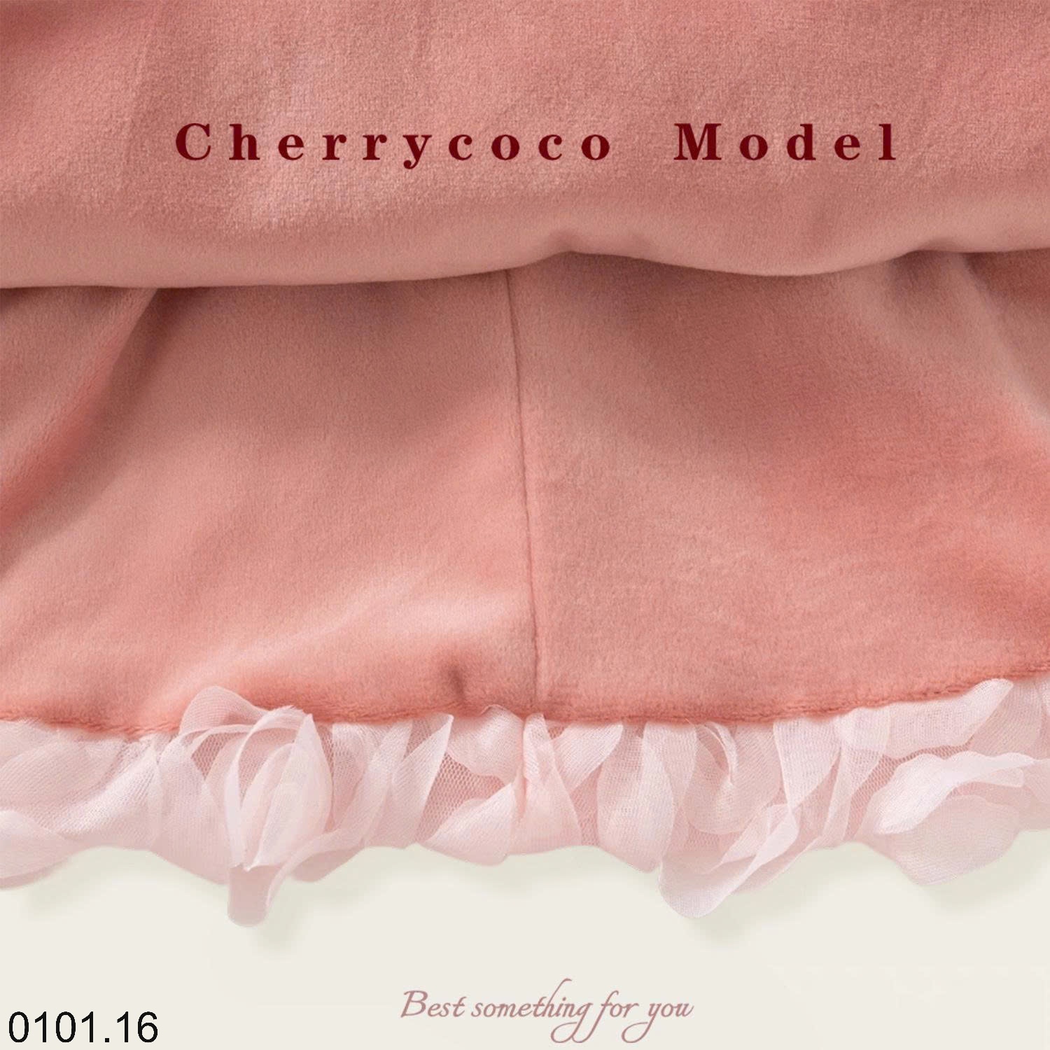 26HA0101.16 - SET VÁY ÁO 3 CHI TIẾT CHERRY COCO