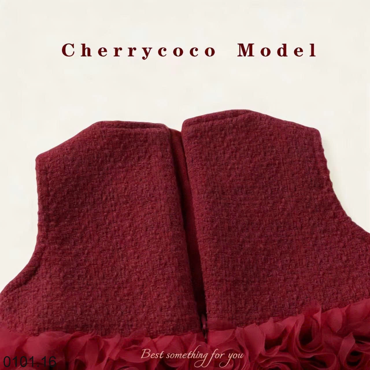 26HA0101.16 - SET VÁY ÁO 3 CHI TIẾT CHERRY COCO