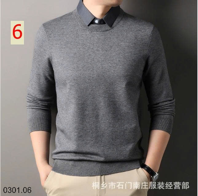 26HA0301.06 - ÁO LEN NAM GIẢ CỔ SƠ MI