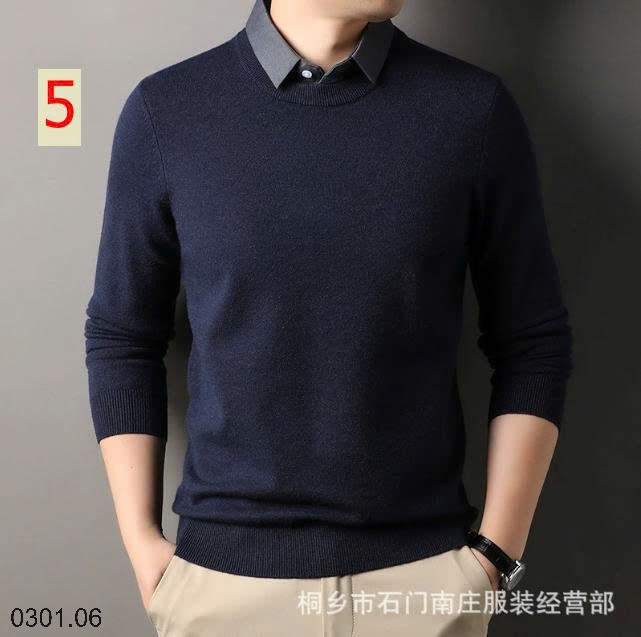 26HA0301.06 - ÁO LEN NAM GIẢ CỔ SƠ MI