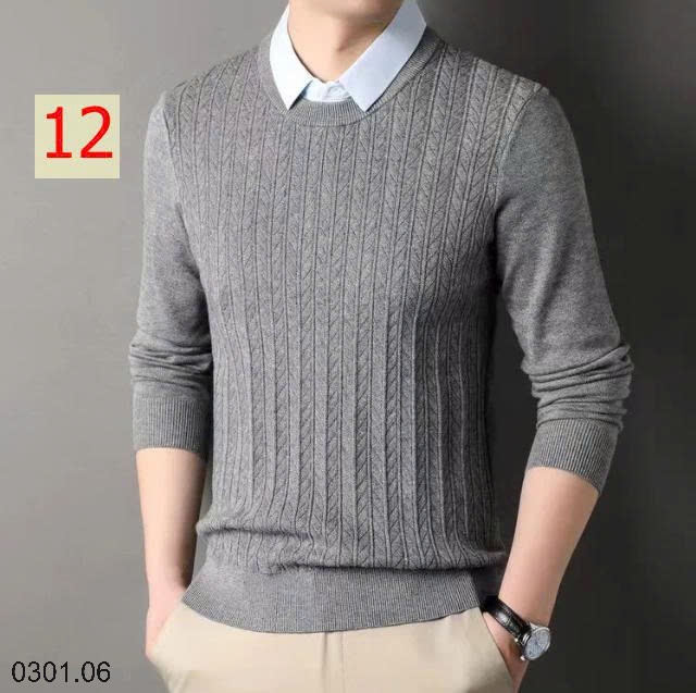 26HA0301.06 - ÁO LEN NAM GIẢ CỔ SƠ MI