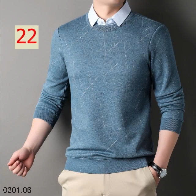 26HA0301.06 - ÁO LEN NAM GIẢ CỔ SƠ MI