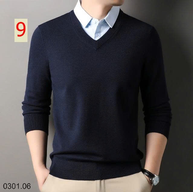 26HA0301.06 - ÁO LEN NAM GIẢ CỔ SƠ MI