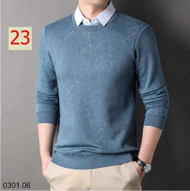26HA0301.06 - ÁO LEN NAM GIẢ CỔ SƠ MI
