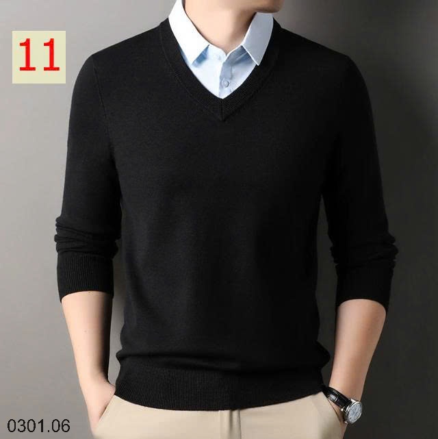 26HA0301.06 - ÁO LEN NAM GIẢ CỔ SƠ MI