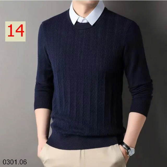 26HA0301.06 - ÁO LEN NAM GIẢ CỔ SƠ MI
