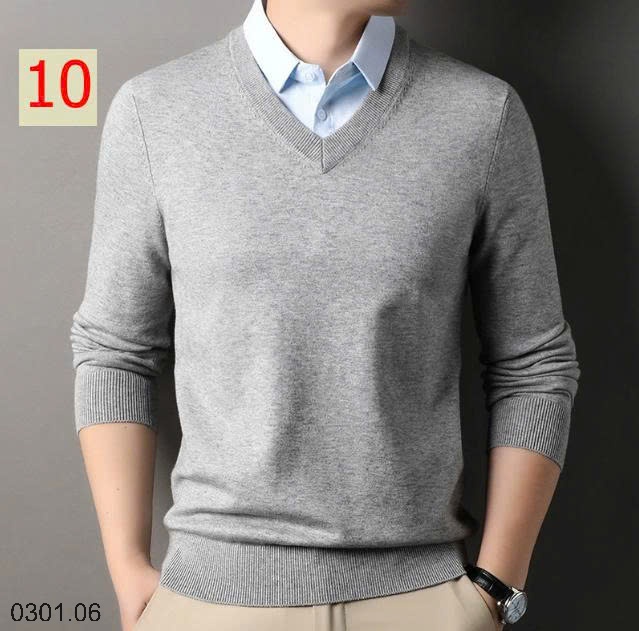 26HA0301.06 - ÁO LEN NAM GIẢ CỔ SƠ MI
