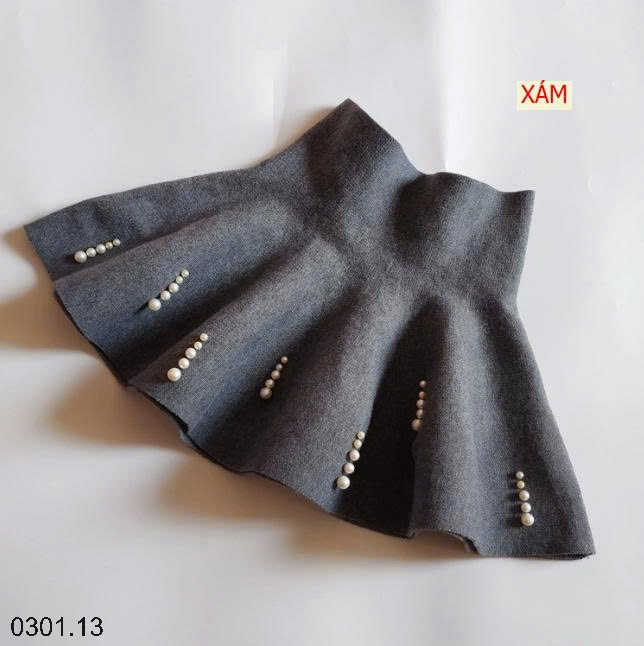 26HA0301.13 - CHÂN VÁY DẠ ĐÍNH NGỌC TRAI CHO BÉ GÁI