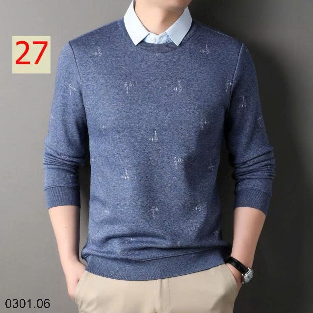 26HA0301.06 - ÁO LEN NAM GIẢ CỔ SƠ MI