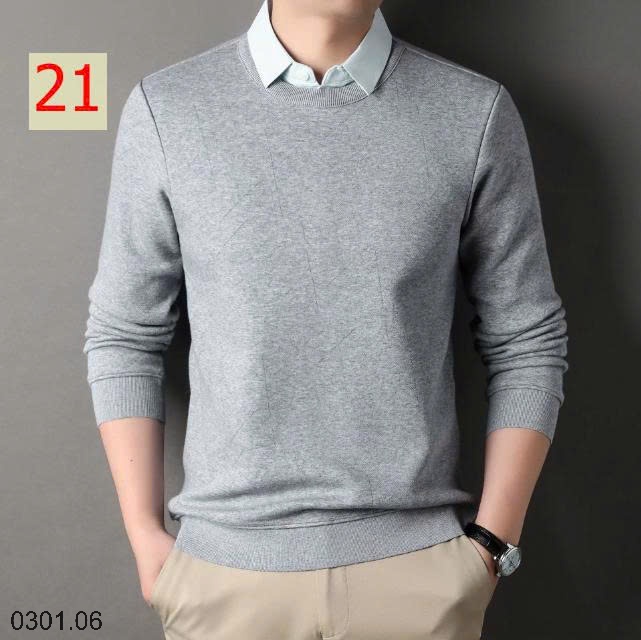 26HA0301.06 - ÁO LEN NAM GIẢ CỔ SƠ MI
