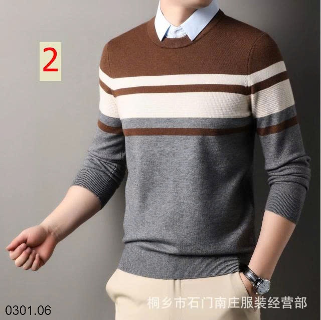 26HA0301.06 - ÁO LEN NAM GIẢ CỔ SƠ MI