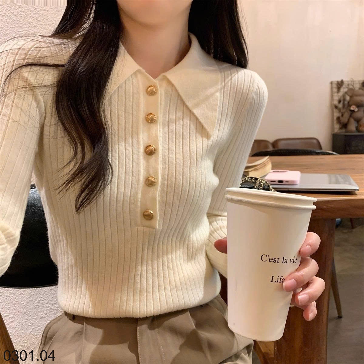 26HA0301.04 - ÁO LEN POLO CHO NỮ