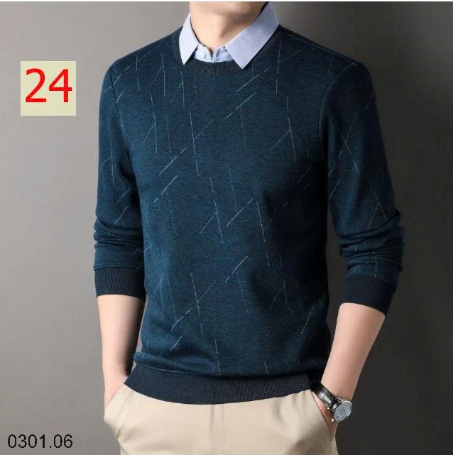 26HA0301.06 - ÁO LEN NAM GIẢ CỔ SƠ MI