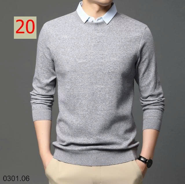 26HA0301.06 - ÁO LEN NAM GIẢ CỔ SƠ MI
