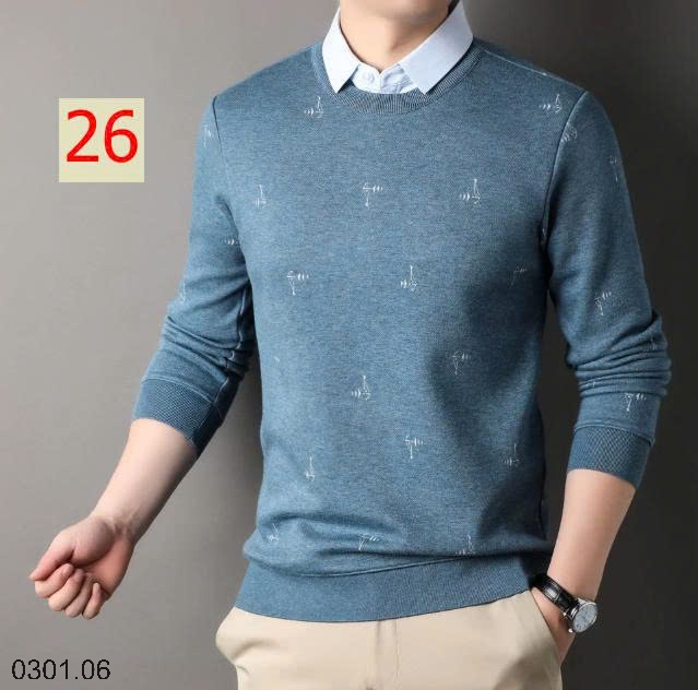 26HA0301.06 - ÁO LEN NAM GIẢ CỔ SƠ MI
