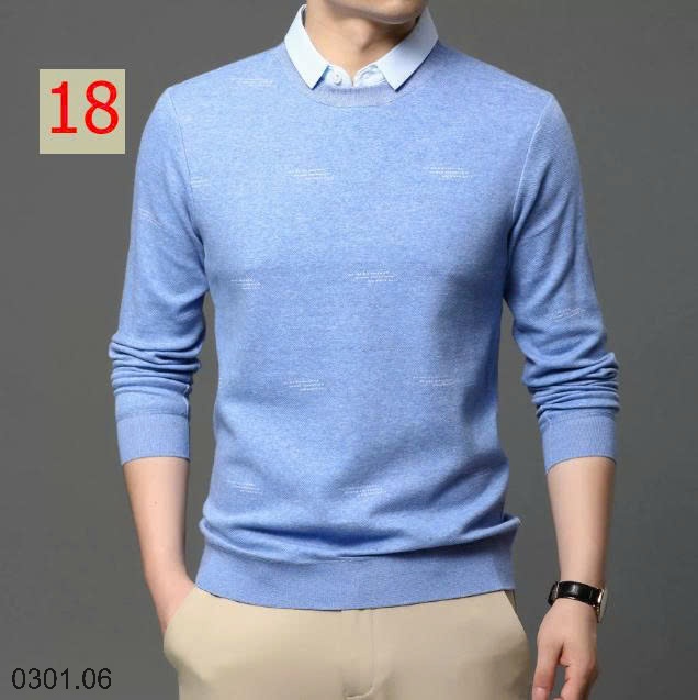 26HA0301.06 - ÁO LEN NAM GIẢ CỔ SƠ MI