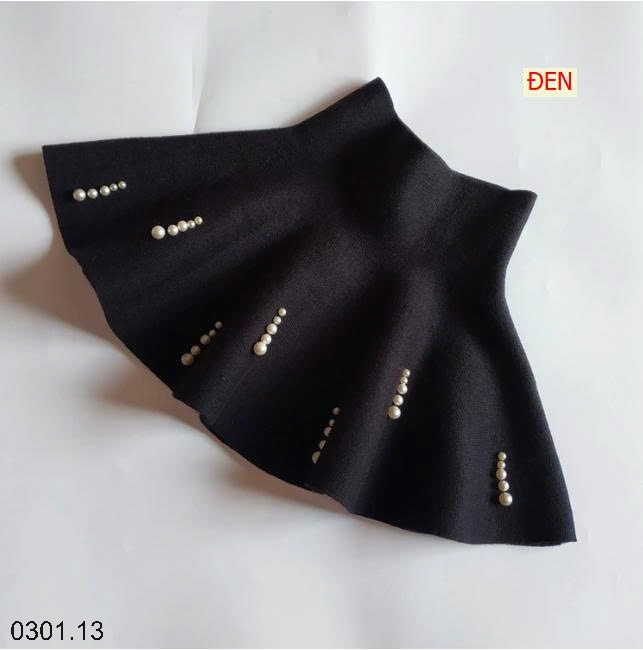26HA0301.13 - CHÂN VÁY DẠ ĐÍNH NGỌC TRAI CHO BÉ GÁI