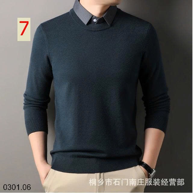 26HA0301.06 - ÁO LEN NAM GIẢ CỔ SƠ MI