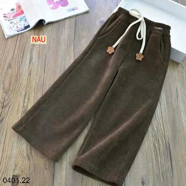 26HA0401.22 - QUẦN NHUNG TĂM ỐNG RỘNG BÉ GÁI