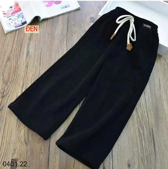 26HA0401.22 - QUẦN NHUNG TĂM ỐNG RỘNG BÉ GÁI