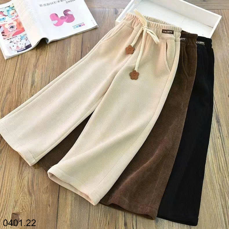 26HA0401.22 - QUẦN NHUNG TĂM ỐNG RỘNG BÉ GÁI