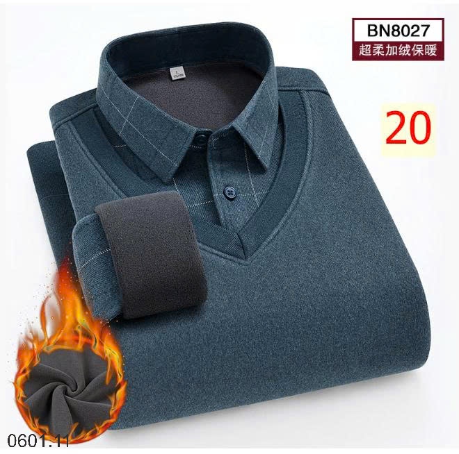 26HA0601.11 - ÁO LEN CỔ SƠ MI LÓT LÔNG QUẢNG CHÂU CHO NAM