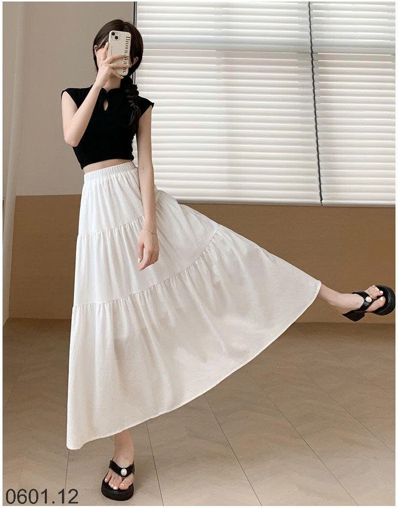 26HA0601.12 - VÁY MIDI XÒE BỒNG CHỮ A DÁNG DÀI