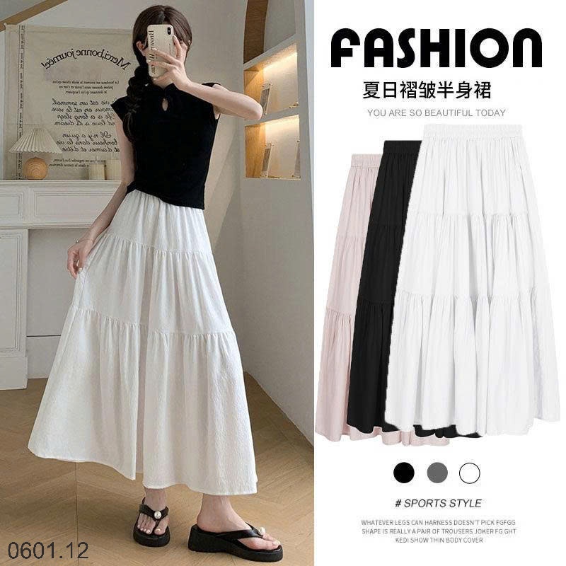 26HA0601.12 - VÁY MIDI XÒE BỒNG CHỮ A DÁNG DÀI