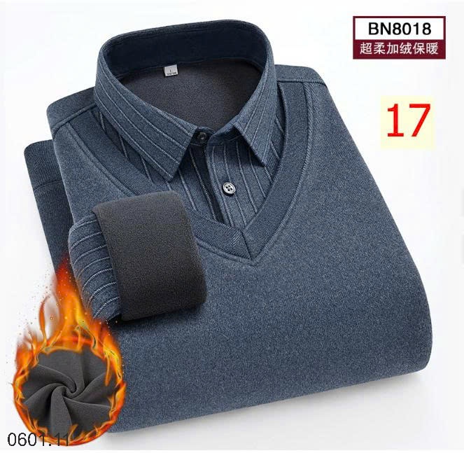 26HA0601.11 - ÁO LEN CỔ SƠ MI LÓT LÔNG QUẢNG CHÂU CHO NAM
