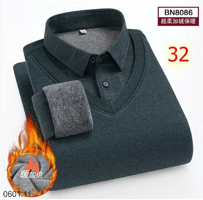 26HA0601.11 - ÁO LEN CỔ SƠ MI LÓT LÔNG QUẢNG CHÂU CHO NAM