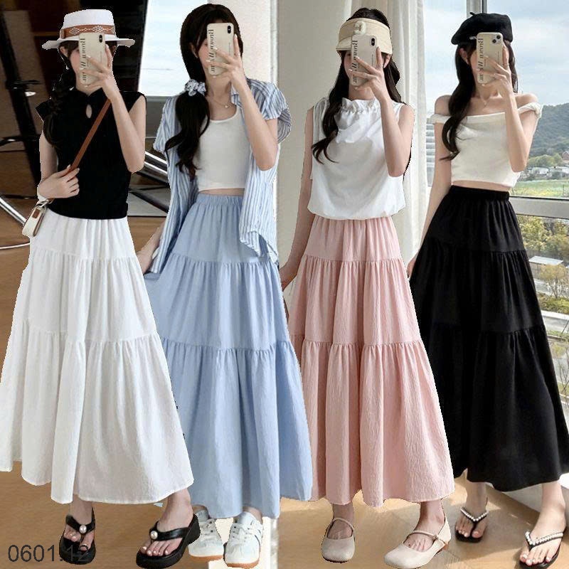 26HA0601.12 - VÁY MIDI XÒE BỒNG CHỮ A DÁNG DÀI